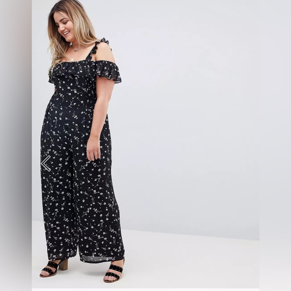 ASOS Curve Pants - COPY - ASOS Glamorous Curve Jumpsuit With Ruffle Layer In Ditsy Floral